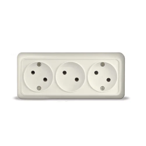 Розетка 3-м ОП Олимп 16А IP20 без заземл. сл. кость UNIVersal 1166 Розетка 3-м ОП Олимп 16А IP20 без заземл. сл. кость UNIVersal 1166